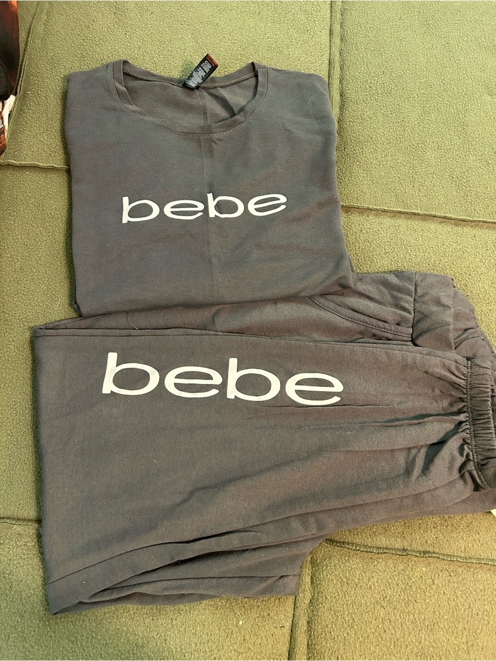 bebe Charcoal Gray Logo Lounge Set